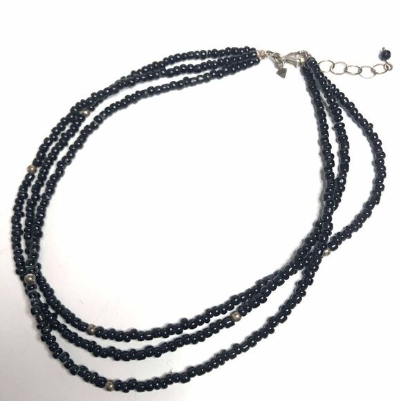 793 Silpada N1500 3-Strand Necklace Black Glass & Sterling Silver Beads 16-18” - Picture 3 of 4